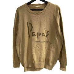 90s Papas パパス フロントロゴ コットン クルーネック ニット - メルカリ