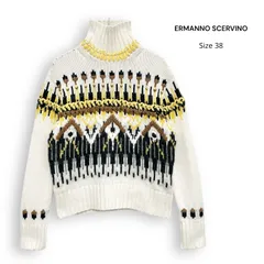 ERMANNO SCERVINO エルマンノ シェルヴィーノ ウール カシミヤ ジャガード ハイネック セーター Size38のサムネイル