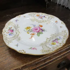 Erika様専用商品 マイセン 1850年-1924年 古マイセン 24cm マルセイユレリーフ  ノイマルセイユ　金彩バラ絵皿  エキスパート藤沢辻堂店  アンティークマイセン Antique meissenのサムネイル