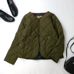 AIGLE エーグル キルティング ジャケット ノーカラー カーキ ダウン フェザー /26Fのサムネイル
