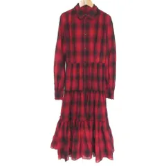 美品 22SS DSQUARED2 ディースクエアード チェック シアー ティアードシャツワンピース サイズ40 レッド レディース 古着 中古 USEDのサムネイル