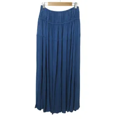 美品 JIL SANDER ジルサンダー シアー レーヨン ギャザー マキシ丈 イージー スカート 36 ブルー レディース 古着 中古 USEDのサムネイル