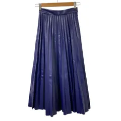 良品 23AW MM6 Maison Margiela エムエムシックス メゾンマルジェラ フェイクレザー プリーツスカート サイズ36 パープルネイビー レディース 古着 中古 USEDのサムネイル