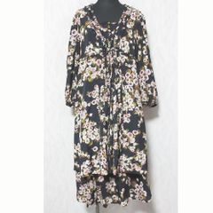 美品 アナイ モダンフラワーシフォンワンピース 花柄 ロング丈