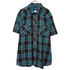 Wrangler 半袖 チェックシャツ 3XL グリーン ラングラー スナップボタン ウエスタンシャツ 胸ポケット チェック柄 半シャツ 夏物 a806-5614のサムネイル