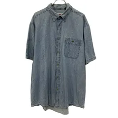 Wrangler 半袖 デニムシャツ XXL ライトブルー ラングラー ボタンダウン デニム 半シャツ カジュアル 胸ポケット 無地 夏物 a806-5625のサムネイル