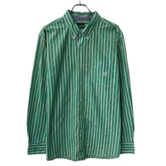CHAPS 長袖 ストライプシャツ XL グリーン チャップス ボタンダウン ストライプ柄 胸ポケット ロゴ刺繍 長袖シャツ 春物 a806-5643のサムネイル