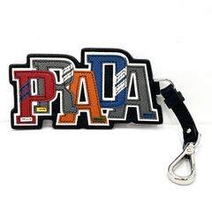 PRADA】 極美品 BIGロゴ サフィアーノレザー チャーム キーリング