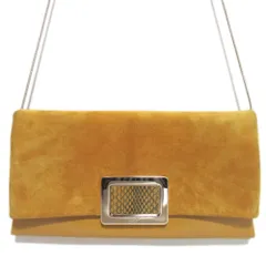 美品 Roger Vivier ロジェヴィヴィエ スエード レザー フラップ パーティーバッグ ショルダーバッグ マスタード レディース 古着 中古 USEDのサムネイル