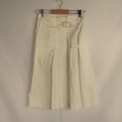M1-03522 【Women】 grove (グローブ) ベルト付きスカート ミディ丈 (L)  / 白 全体的に汚れ有  K-春秋のサムネイル