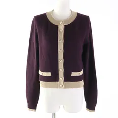 【ドンドン見直し】未使用品★CHANEL シャネル 17A P57065 カシミヤ 鍵穴ボタン付 カーディガン PLUM/GOLDEN BEIGE 38 英国製 レディース エレガント◎のサムネイル