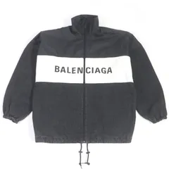 【ドンドン見直し】極美品□BALENCIAGA バレンシアガ 19AW 529213 ロゴプリント デニム切替 オーバーサイズ ポプリンシャツ ブルゾン ブラック 34 ブルガリア製 正規品 メンズのサムネイル