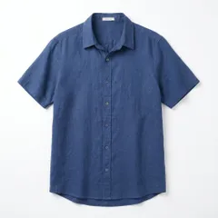 nop de nod ネイビー シャツ ロング丈 ナチュラル カジュアル antiqua風のサムネイル