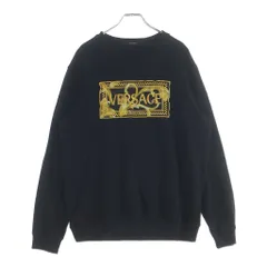 VERSACE (ヴェルサーチ) Logo Sweatshirt ロゴ刺繍 クルーネックスウェットトレーナー ブラック/ゴールド A89518Sのサムネイル