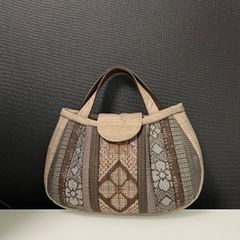 ハンドメイド 着物リメイク パッチワークトートバッグ 小 53 大島紬