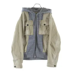DSQUARED2 (ディースクエアード) ペンキ加工ドッキングフーデッドジャケット ブルゾン ベージュ/グレーのサムネイル