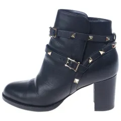 VALENTINO (ヴァレンティノ) ロックスタッズ レザー ヒール ショートブーツ ブラック レディースのサムネイル