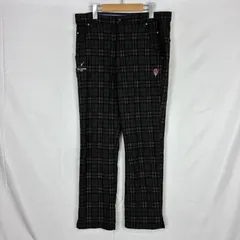 TRANSCONTINENTS GOLF トランスコンチネンツ ゴルフ ストレッチ パンツ チェック柄 刺繍 ロゴ ゴルフウェア レーヨン ナイロン ブラック メンズ L  NA1のサムネイル