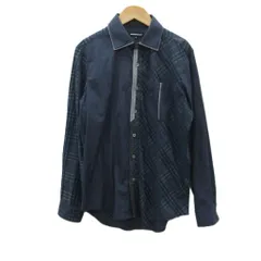 セマンティックデザイン SEMANTIC DESIGN カジュアルシャツ 長袖 M 紺 チェック柄 ストライプ柄 切替 /SY34 ■GY70のサムネイル