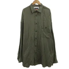メゾンスペシャル MAISON SPECIAL シャツ 絹 シルク M カーキ 長袖 レギュラーカラー 胸ポケット付き /KK ■GY70のサムネイル