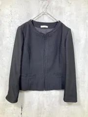 美品 SHOO・LA・RUE シューラルー フォーマル オフィス 洗える らくドビーノーカラー ジャケット sizeL/黒 ■◇ レディースのサムネイル