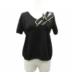 モスキーノチープアンドシック MOSCHINO CHEAP AND CHIC ニット カットソー 黒 ブラック Vネック リボン 半袖 /YS40 ■GY57のサムネイル