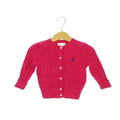 ラルフローレン RALPH LAUREN カーディガン ベビー服 9M ピンク ケーブルニット 長袖 ボタン /AH36 ■GY62