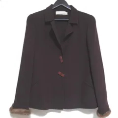 美品 VALENTINO ヴァレンティノ ミンクファートリム シングル ジャケット サイズ10 ボルドー レディース 古着 中古 USEDのサムネイル
