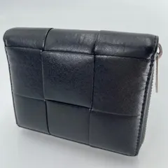 ボッテガヴェネタ マキシイントレチャート ラウンドファスナー 二つ折り財布 カセット ブラック 黒 シルバー金具 RFID確認済 ICチップ BOTTEGAVENETA ジップアラウンド メンズ