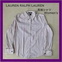 LAUREN　 RALPHLAUREN　ローレン　ラルフローレン　ラルフ　ストライプ柄シャツ　長袖シャツ　シャツ　長袖　ストライプ柄　古着　レディース　Lのサムネイル