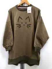 A【A10-32】◇  PERSON'S  キャットラインストーンチュニック　カーキ　　サイズLのサムネイル