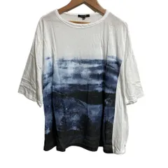 美品 25AW pas de calais パドカレ 前身頃プリント ワイドTシャツ ショートスリーブ カットソー サイズ36 ブルー ホワイト レディース 古着 中古 USEDのサムネイル