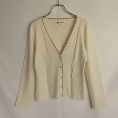 M1-03525 【Women】 MICHEL KLEIN (ミッシェル・クラン)  Vネックカーディガン 長袖 40 (XS相当) / 白 全体的に汚れ有 K-春秋のサムネイル