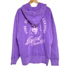 良品 24SS X-girl エックスガール FACE & CURSIVE LOGO ZIP UP SWEAT HOODIE パーカー 105241012005 サイズS パープル レディース 古着 中古 USED