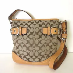 コーチ COACH バッグ ショルダーバッグ シグネチャー ソフト ダッフル クロスボディ 19682 キャンバス レザー ベージュ ブラウン キャメル かばん 鞄 カバン　