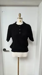 ニット 半袖 カラーTシャツ ブラックのサムネイル