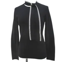 レッド ヴァレンティノ RED VALENTINO 長袖 ニット セーター M 黒系 ブラック ライン ボウタイ リブのサムネイル