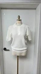 ニット 半袖 カラーTシャツ 白のサムネイル