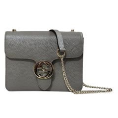 Gucci グレー レザー ショルダーバッグ - メルカリ