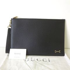 大幅値下げ☆希少☆美品！GUCCI ブラック レザー クラッチバッグ 