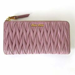MIUMIU ミュウミュウ マテラッセ ラウンドジップ ピンク ビジュー 長