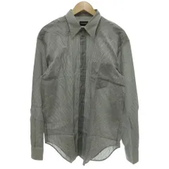 ジョルジオアルマーニ GIORGIO ARMANI 美品 ドレスシャツ シルク混 長袖 17 ストライプ柄 シェルボタン ラウンドカット イタリア製 グレー /KB ■ECG005のサムネイル