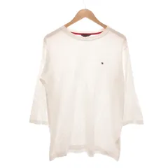 トミーヒルフィガー TOMMY HILFIGER Tシャツ L 白 ホワイト ラウンドネック ワンポイントロゴ 七分袖 /NU ■ECG005のサムネイル
