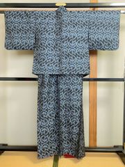 大島紬着物リメイク単衣アンサンブル 2点セット 花柄ハンドメイド9～11