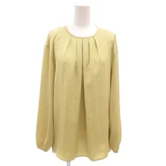 メーカーズシャツ カマクラ MAKER'S SHIRT 鎌倉 ブラウス 40 ライムグリーン プリーツ ラウンドネック 長袖 /NL ■ECF005のサムネイル
