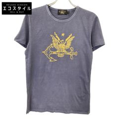 RRL EAGLE Tシャツ M 茄子紺 イエロー フェード シングルステッチ 