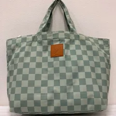 4372　Cafe Kitsune　カフェキツネ　maisonkitsune　メゾンキツネ　トートバッグ　チェッカーボード　CHECKERBORD　チェッカー柄　グリーン　ライトグリーン　キャンバス　大きめ　大容量　レディース　メンズ　ユニセックス　特大のサムネイル
