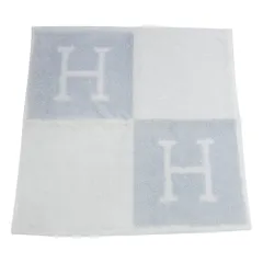 HERMES エルメス 102192M03 AVALON アヴァロン ロゴ ハンドタオル フェイスタオル ホワイト系 ライトブルー系 34×34cm【中古】のサムネイル