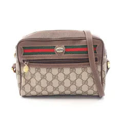 グッチ GUCCI ショルダーバッグ オールドグッチ GGプラス 001 115 6655 グレ-/ダークブラウン PVCコーティングキャンバス レザー GGスプリーム シェリーライン ショルダー