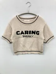 Chico チコ ニット/セーター F ベージュ 前面プリント ライン柄 ショート丈 半袖 クルーネック(丸首) レディースのサムネイル